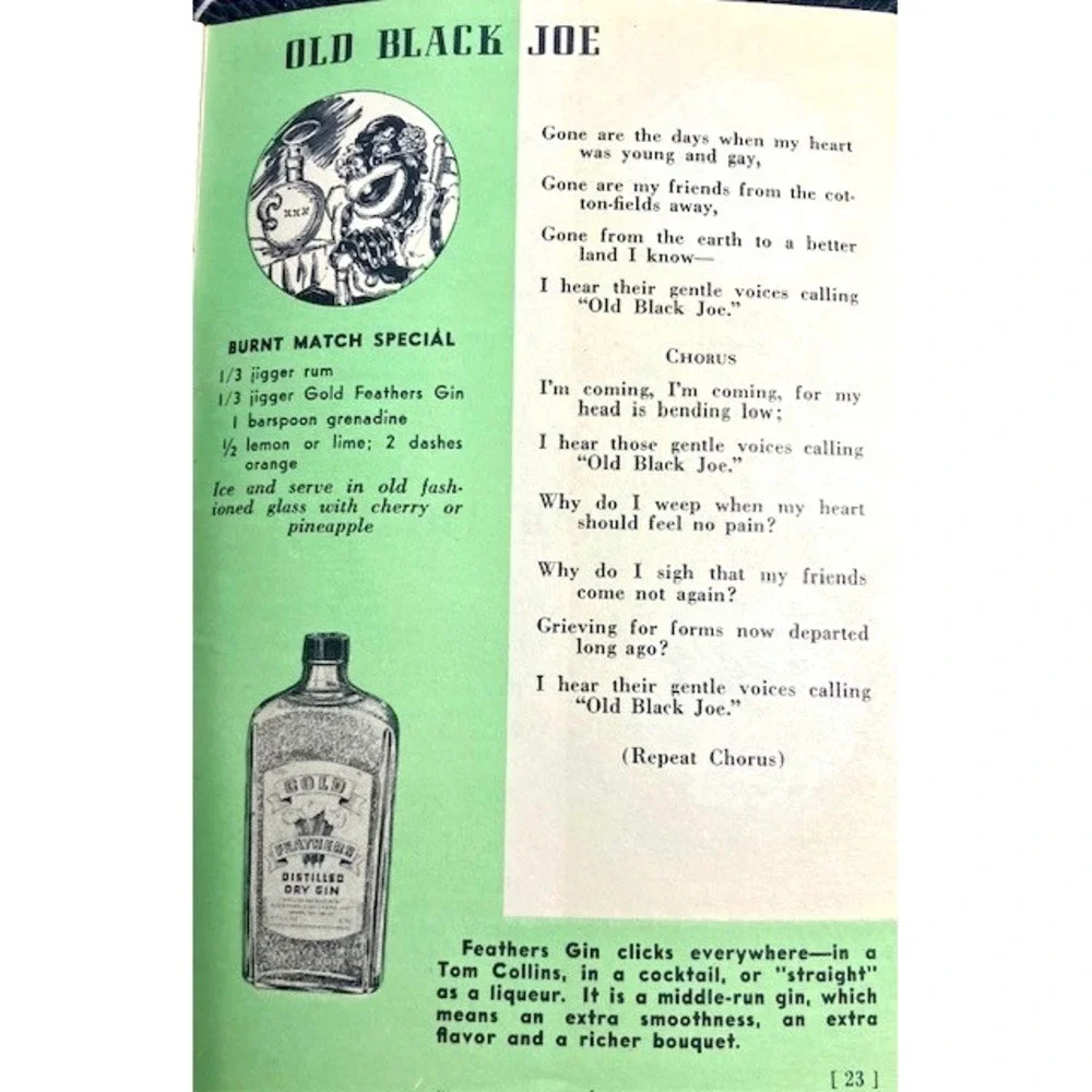 Oldetyme Favorites Vintage 1935 Cocktail Recipe And Song Book Three Feathers